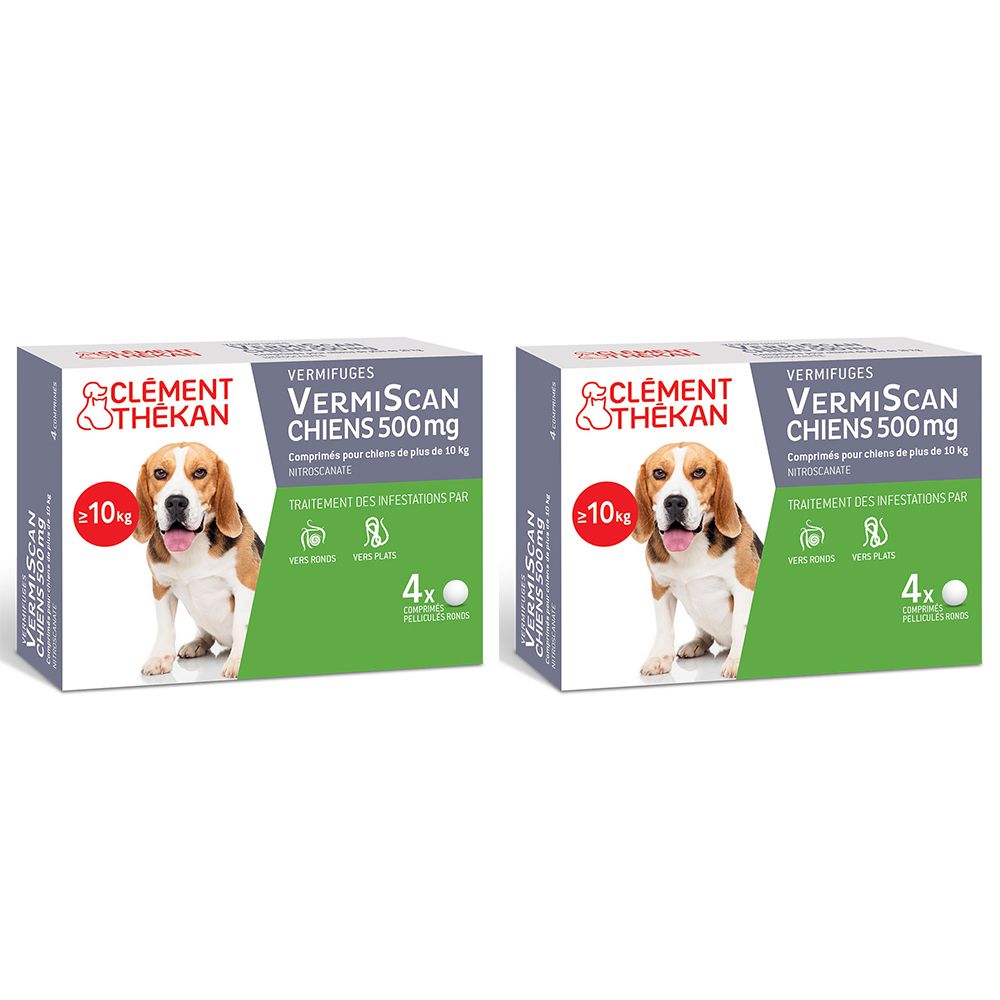 Clement Thekan Vermifuges Vers Plats Et Ronds Chien 10kg et + 4 Comprimés