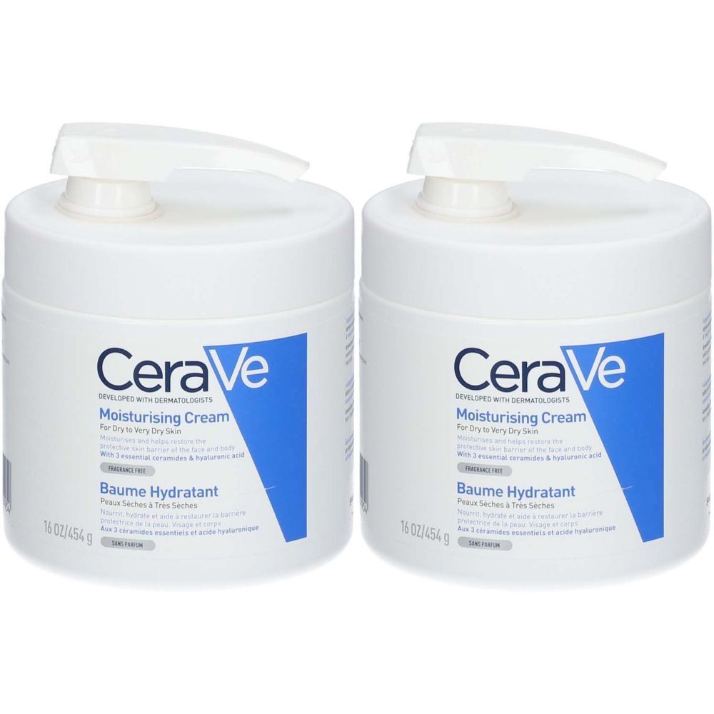 CeraVe Baume Hydratant 454 ml pot pompe visage et corps pour les peaux sèches à très sèches