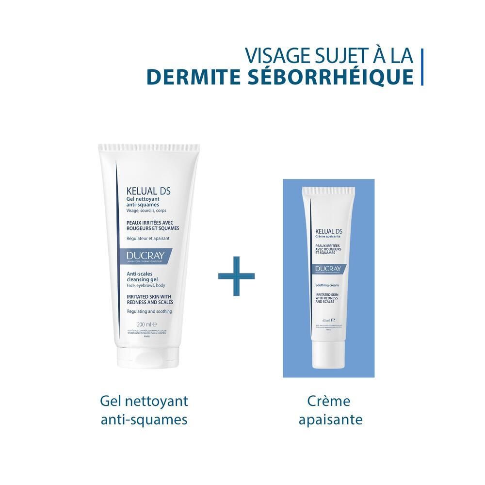 Gel et crème DUCRAY KELUAL DS. Pour visage sujet à la dermite séborrhéique.