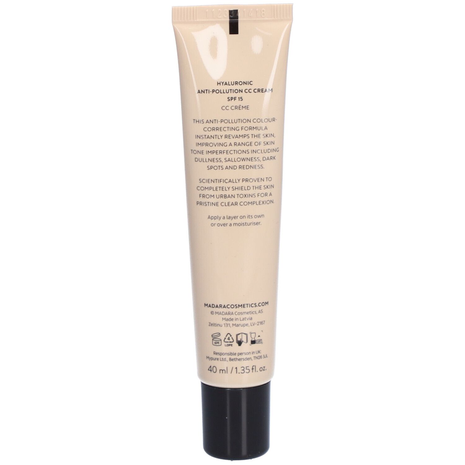 CC crème anti-pollution à l'acide hyaluronique Spf15 beige 40 ml Make up