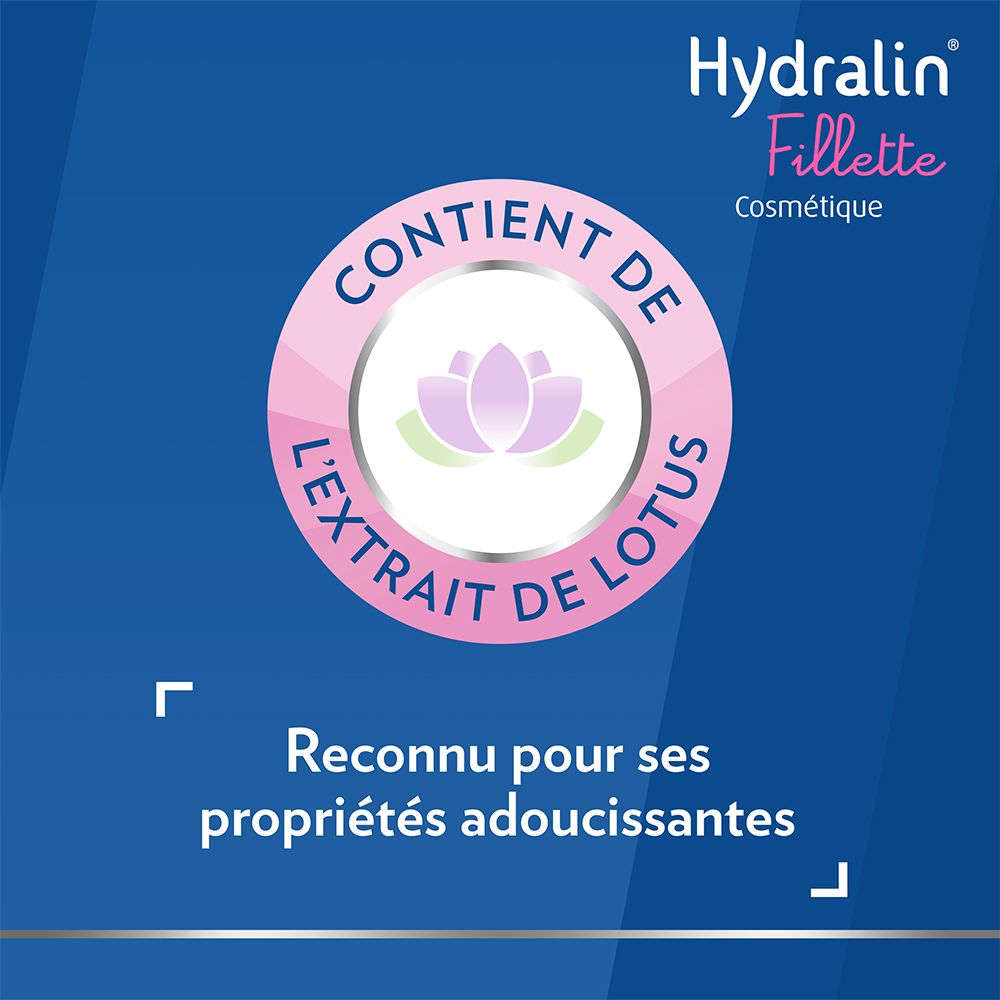 Cercle rose avec fleur de lotus. Texte: Reconnue pour ses propriétés adoucissantes.