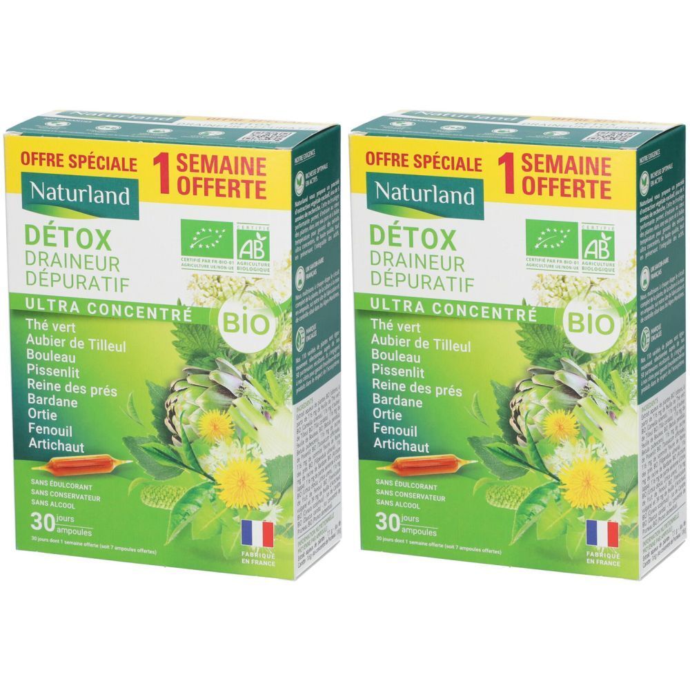 Naturland Détox Draineur Dépuratif BIO Ampoules