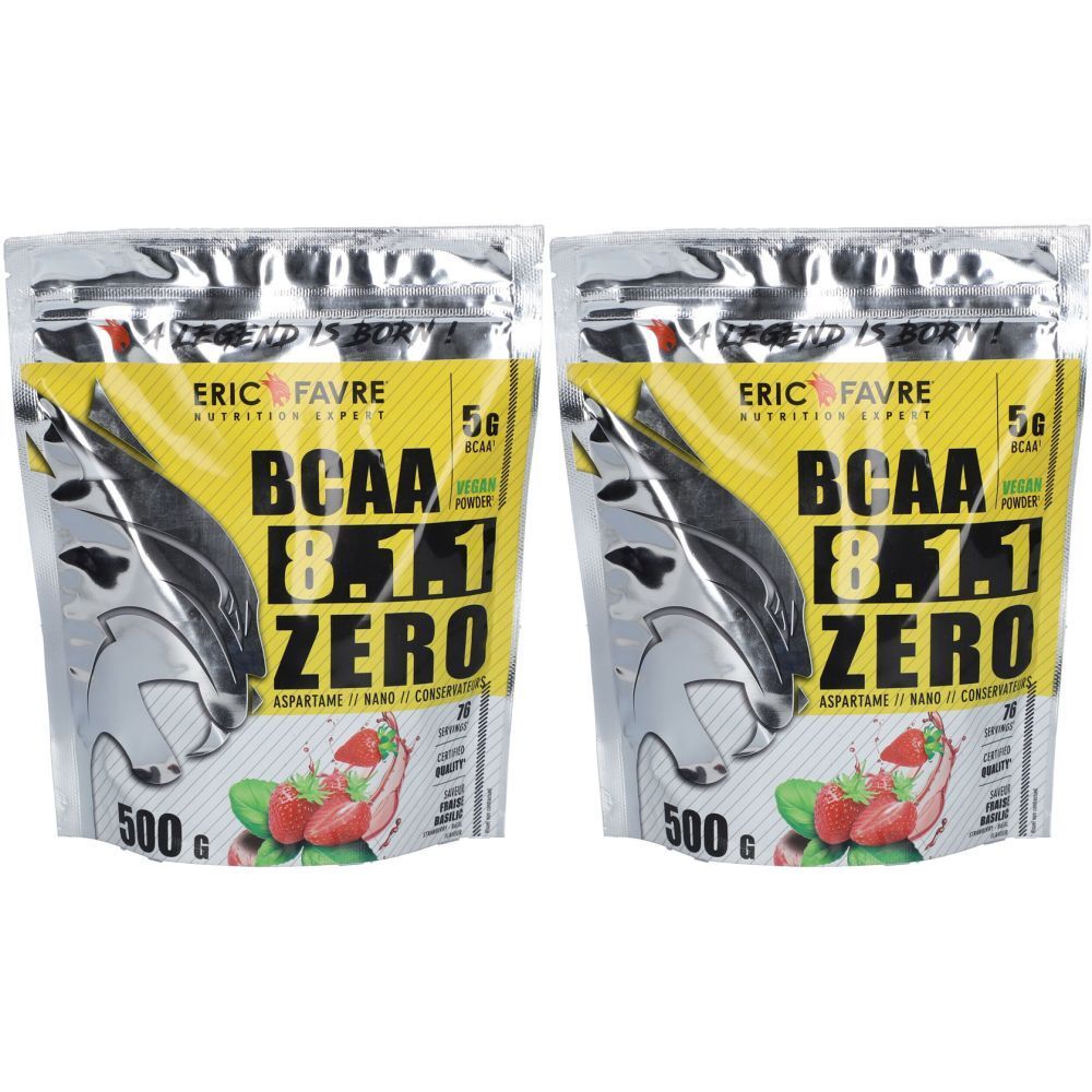 Eric Favre Bcaa 8.1.1 Zero Vegan Saveur fraise basilic