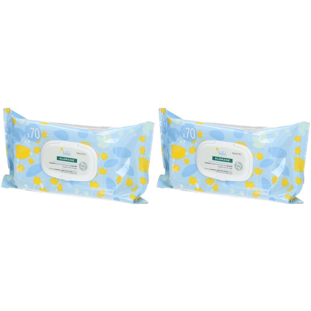 Klorane Bébé Toilette Lingettes Nettoyantes Douces au Calendula Bio