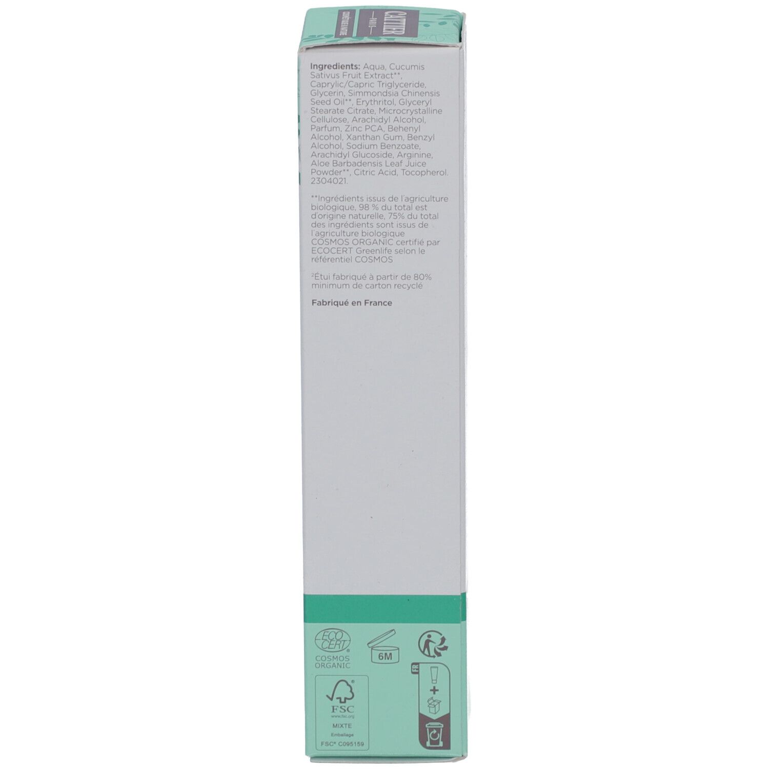 Verpackung der Cattier Dermo Tagespflege. Inhaltsstoffe, Bio-Zertifizierung, Herkunft. Vegan.