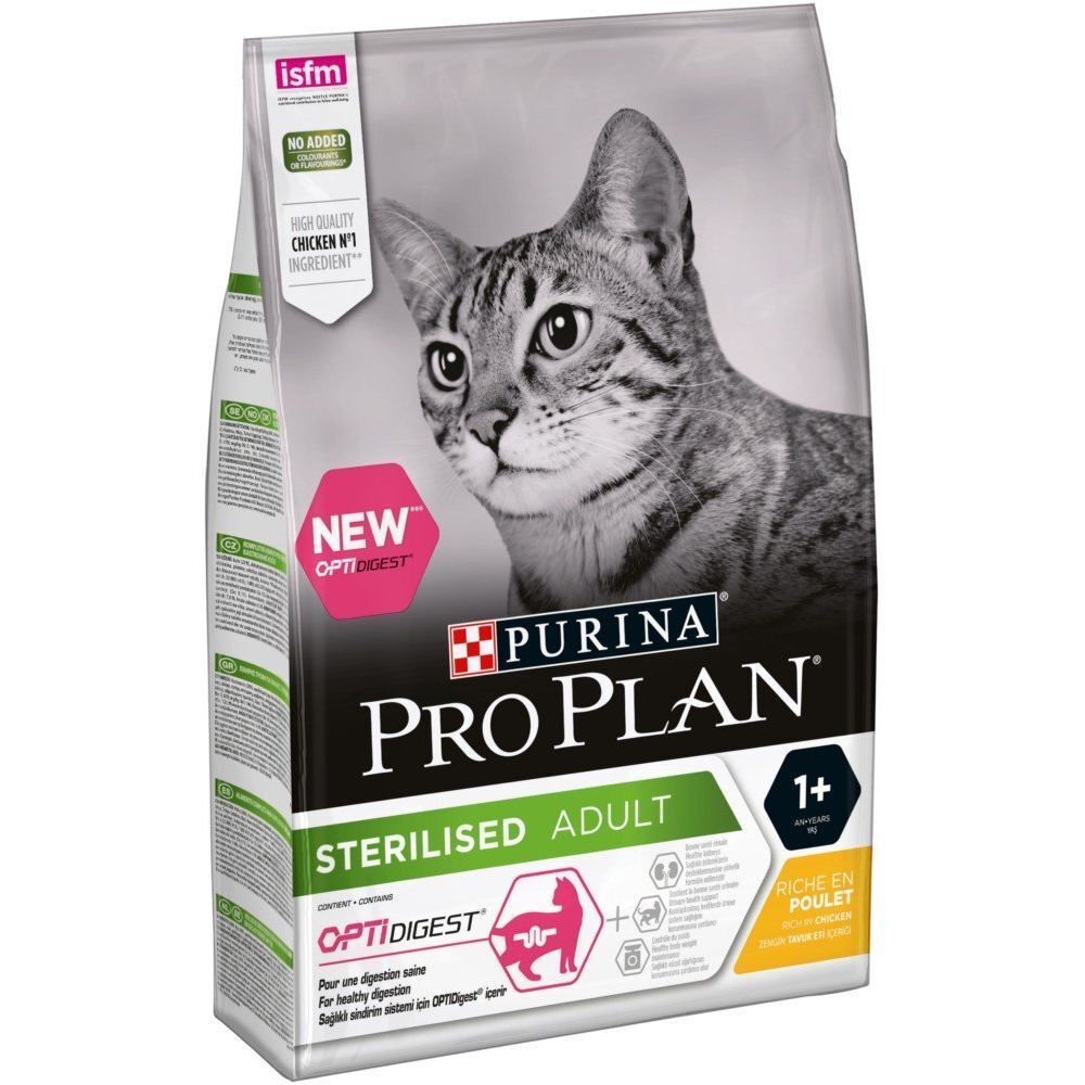 PRO PLAN® DELICATE DIGESTION Sterilised Adult chat. Sac de nourriture pour chat. OPTIDIGEST, 1+ et poulet.