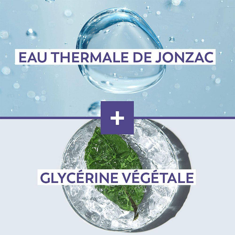 Rückseite der Jonzac Eau Micellaire Hydratante Bio Flasche. Anwendungshinweise, Inhaltsstoffe, Zertifizierungen.