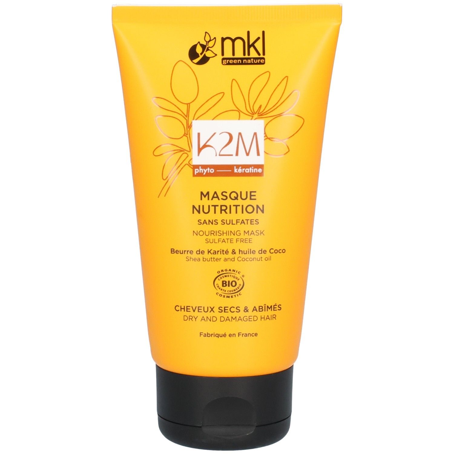 Orange Tube mit K2M Nutrition Mask, für trockenes und geschädigtes Haar.