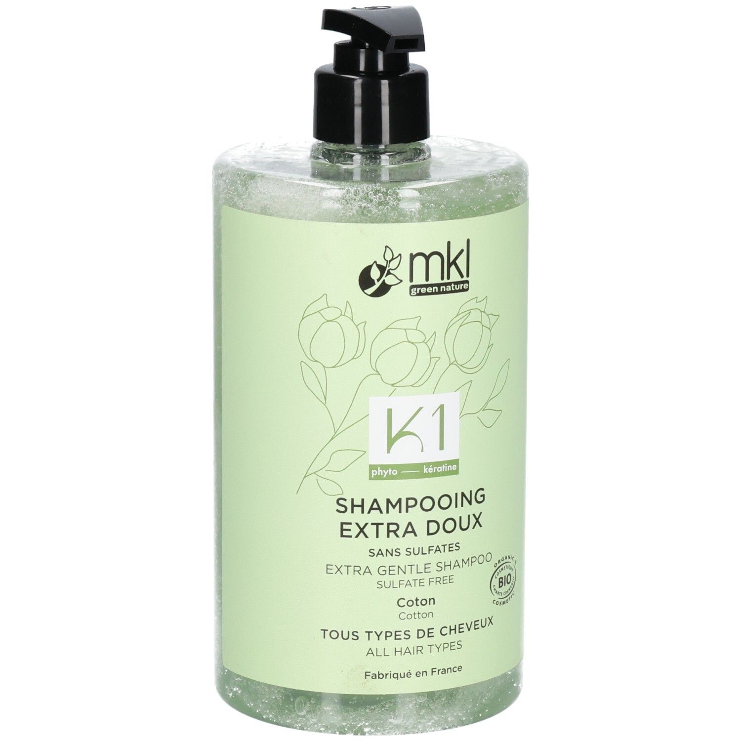 MKL Green Nature K1 Extra Mildes Bio-Shampoo, 750ml, mit Pumpverschluss.