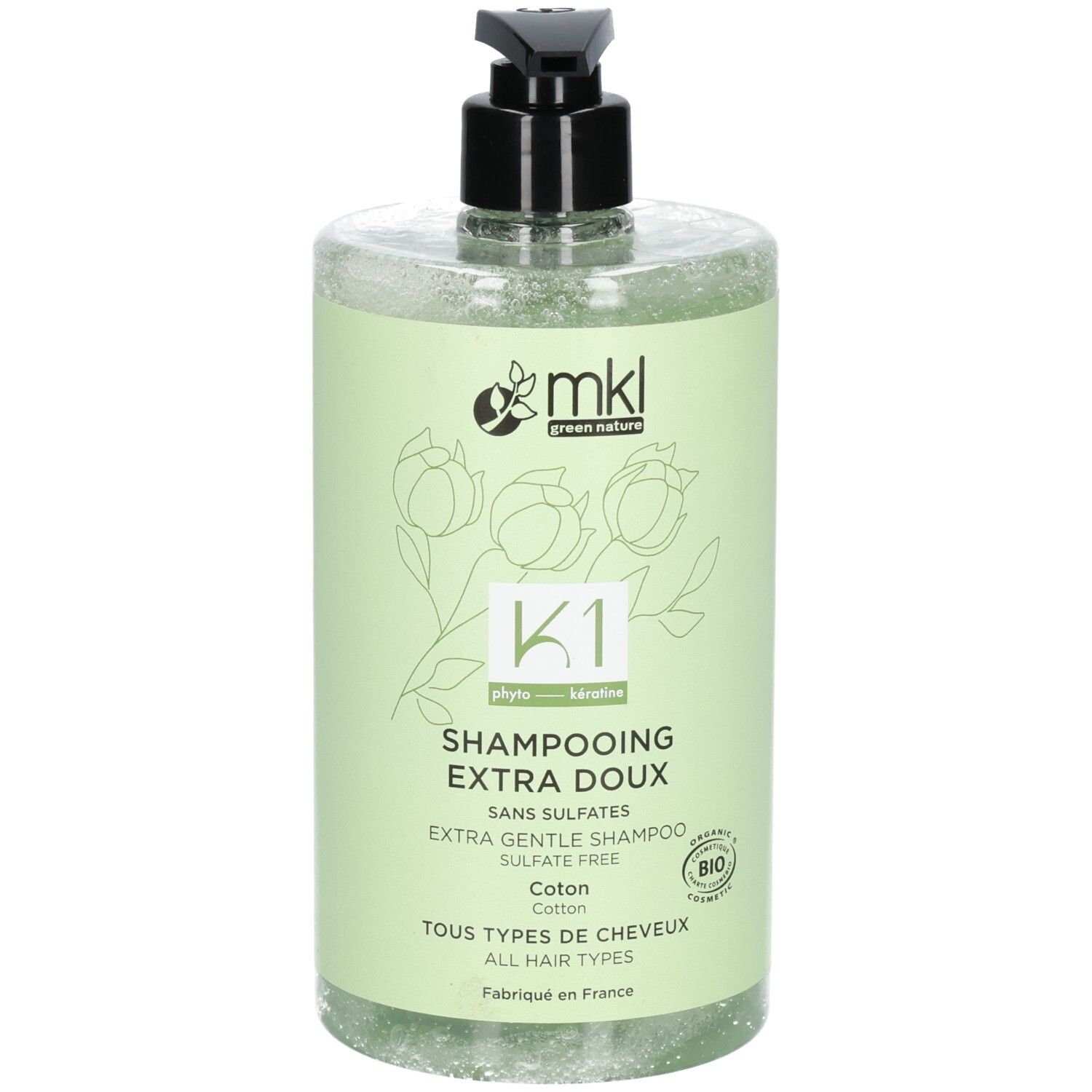 MKL Green Nature K1 Extra Mildes Bio-Shampoo, 750ml, mit Pumpverschluss.