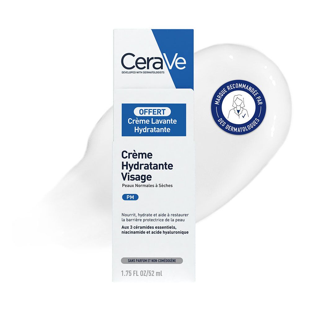 CeraVe Creme Lavante Hydratante, Gesichtspflege, mit dermatologischer Empfehlung. Auf Creme-Basis.