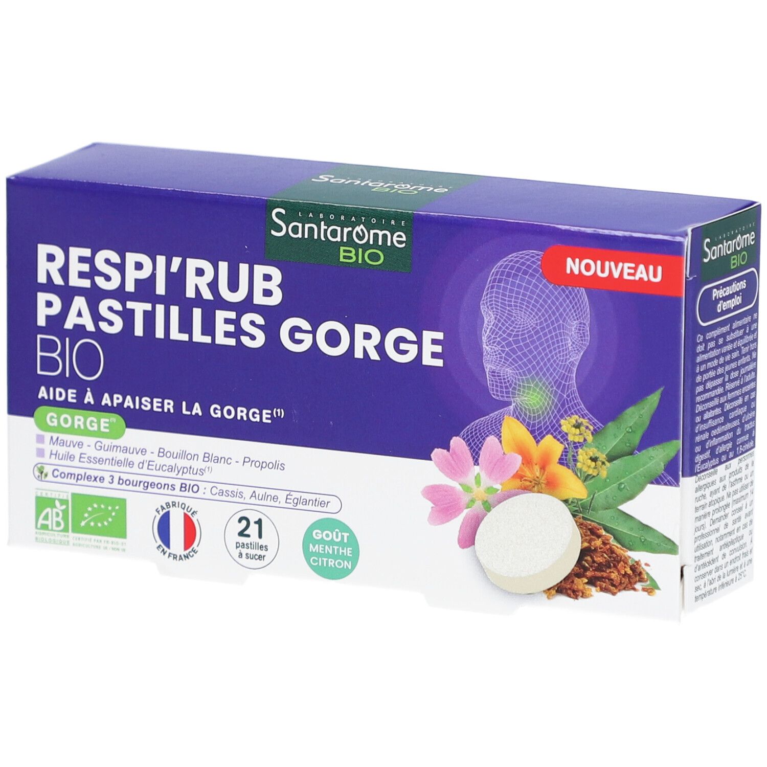 Santarome Respi'Rub Pastillen Gorge Bio Goût Menthe Citron