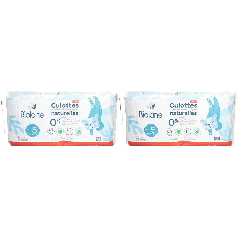 Biolane Couches Culottes Naturelles Taille 5 - 12H - Zéro fuite