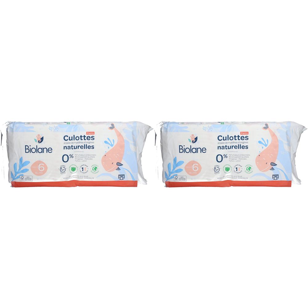 Biolane Couches Culottes Naturelles Taille 6 - 12H - Zéro fuite