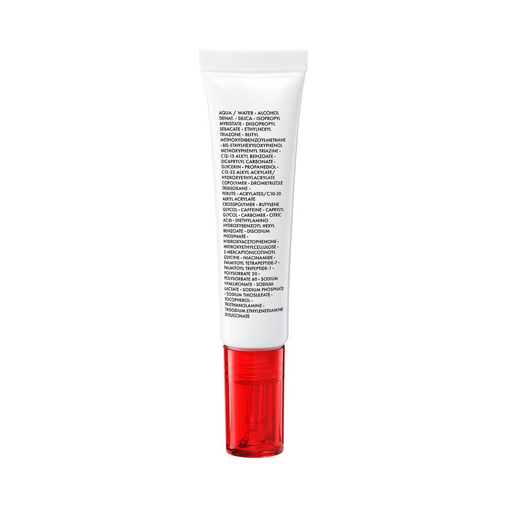 Dos du tube. Liste des ingrédients. Bouchon rouge.