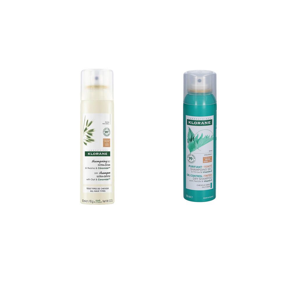 Klorane® Trockenshampoo mit Brennnessel & Vitamin E für dunkles Haar + Klorane® Extra-Sanft