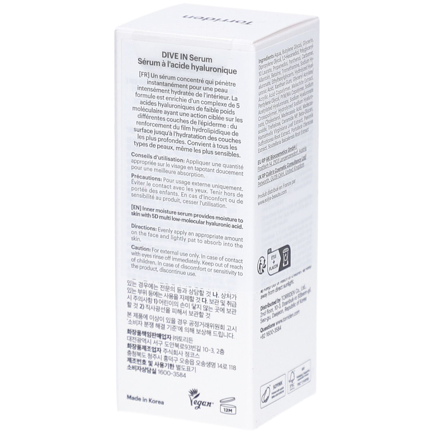 Verpackung mit Text in mehreren Sprachen. Enthält Informationen zur Anwendung und Inhaltsstoffen.