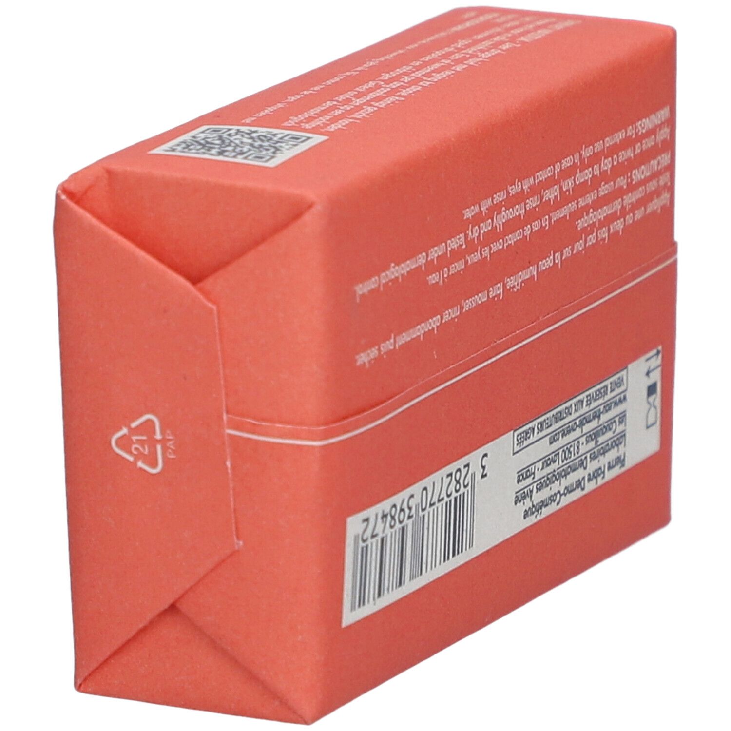 Emballage du pain surgras Avene XeraCalm AD. Inscription: 100g. Pour peaux très sèches à tendance atopique. Avec symbole de recyclage.