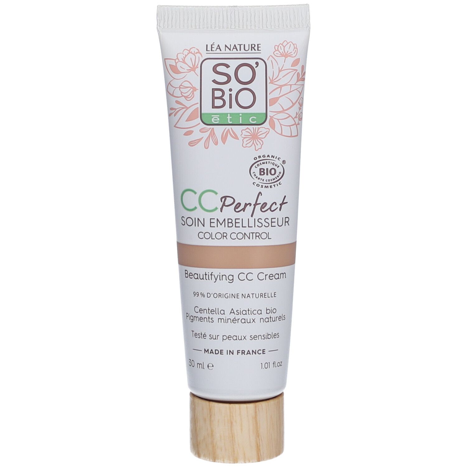 SO BIO ETIC CC Perfect, Tube mit Aufschrift, Farbton Medium. Zertifizierung: Organic Cosmetic BIO.