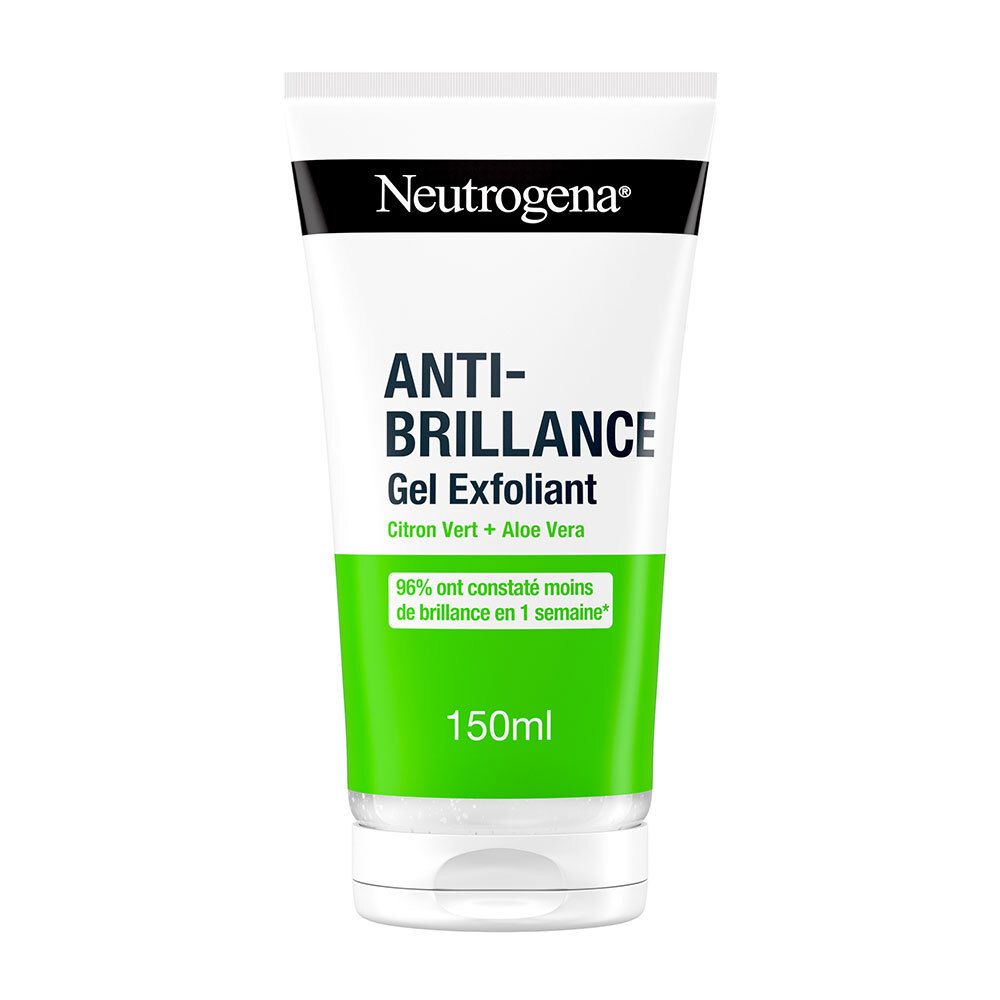 Tube blanche et verte. Nom du produit et ingrédients. Marque Neutrogena. Gel Exfoliant. 150ml.