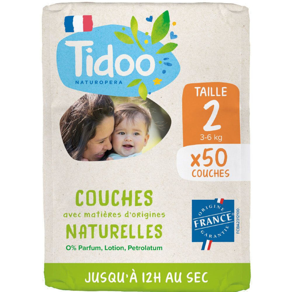 Tidoo - Couches Ecologiques Voile 100% Naturel T2 (3-6kg)