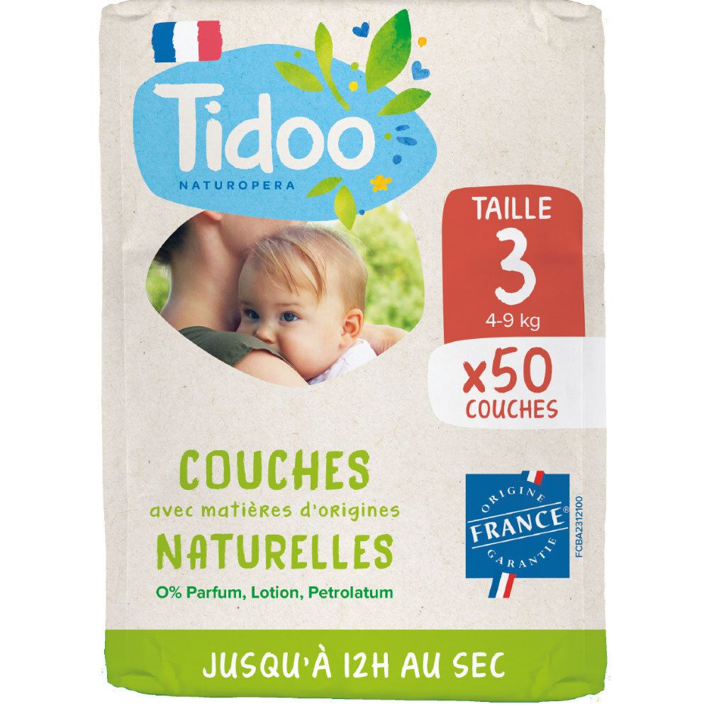 Tidoo - Couches Ecologiques Voile 100% Naturel T3 (4-9kg)