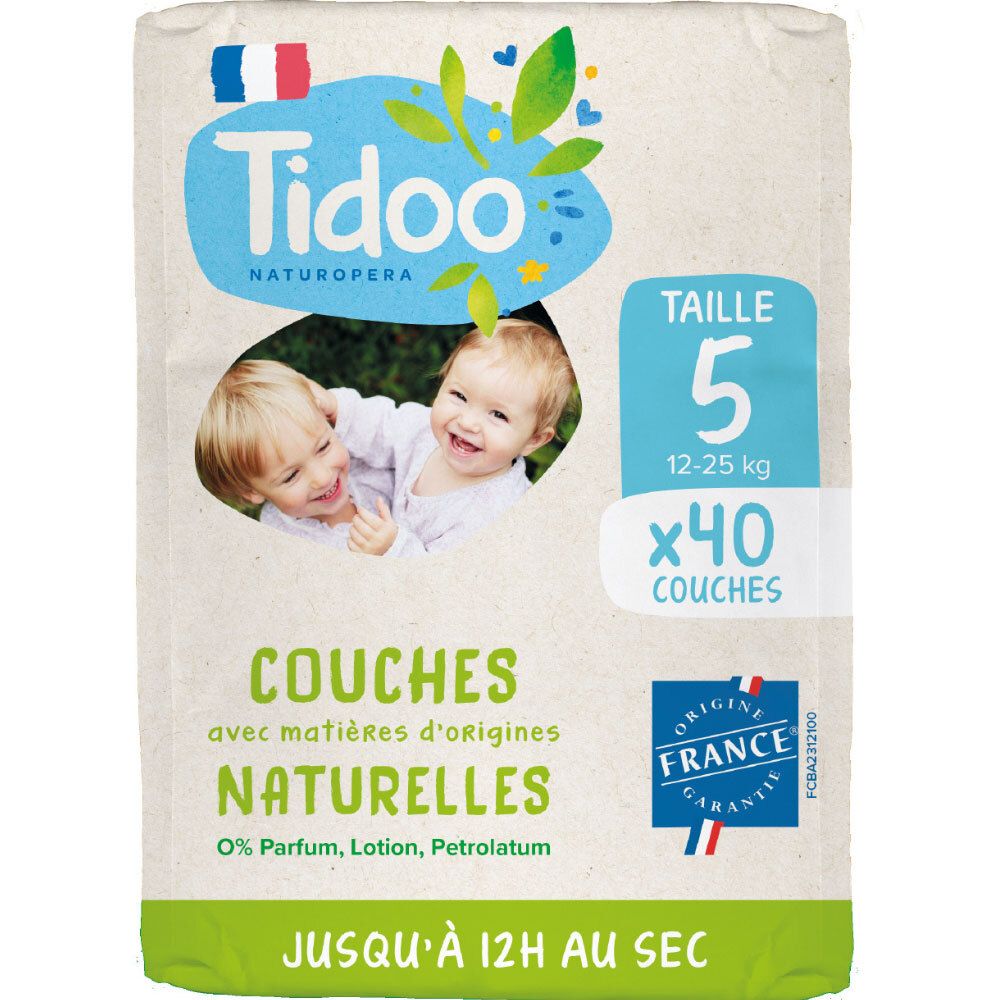 Tidoo - Couches Ecologiques Voile 100% Naturel T5 (12-25kg)