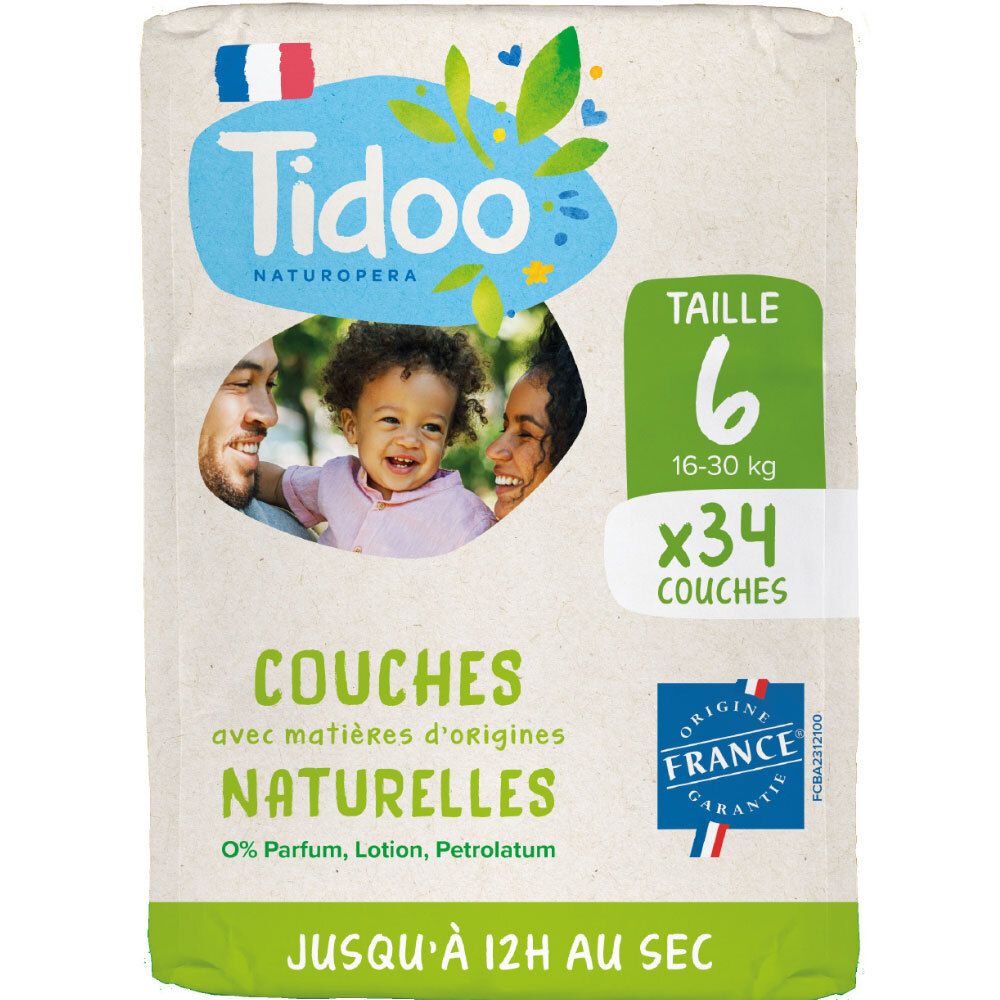 Tidoo - Couches Ecologiques Voile 100% Naturel T6 (16-30kg)