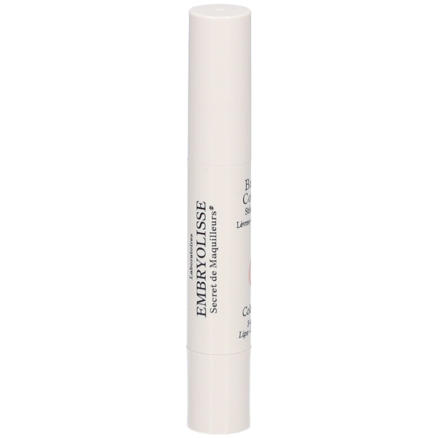 Weißer Stick mit Text in französischer Sprache. Marke EMBRYOLISSE sichtbar.