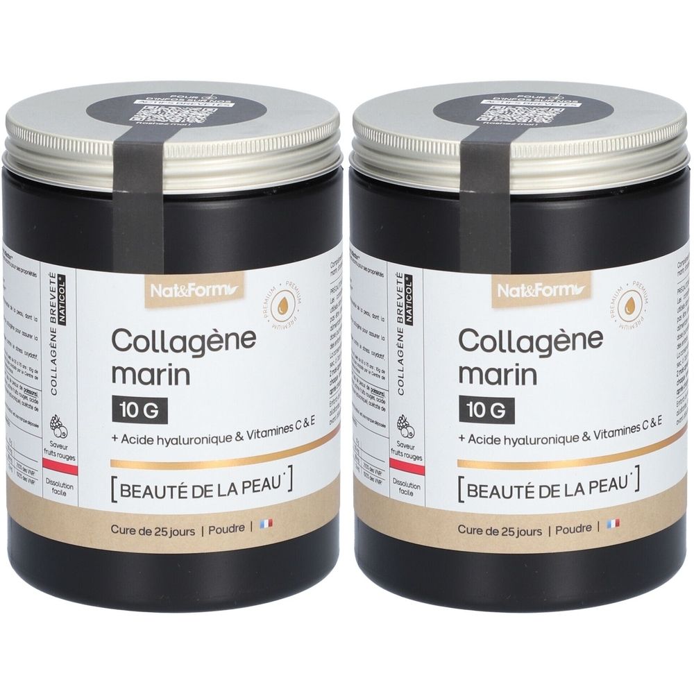 Nat&Form Meereskollagen 10 g + Hyaluronsäure & Vitamin C & E