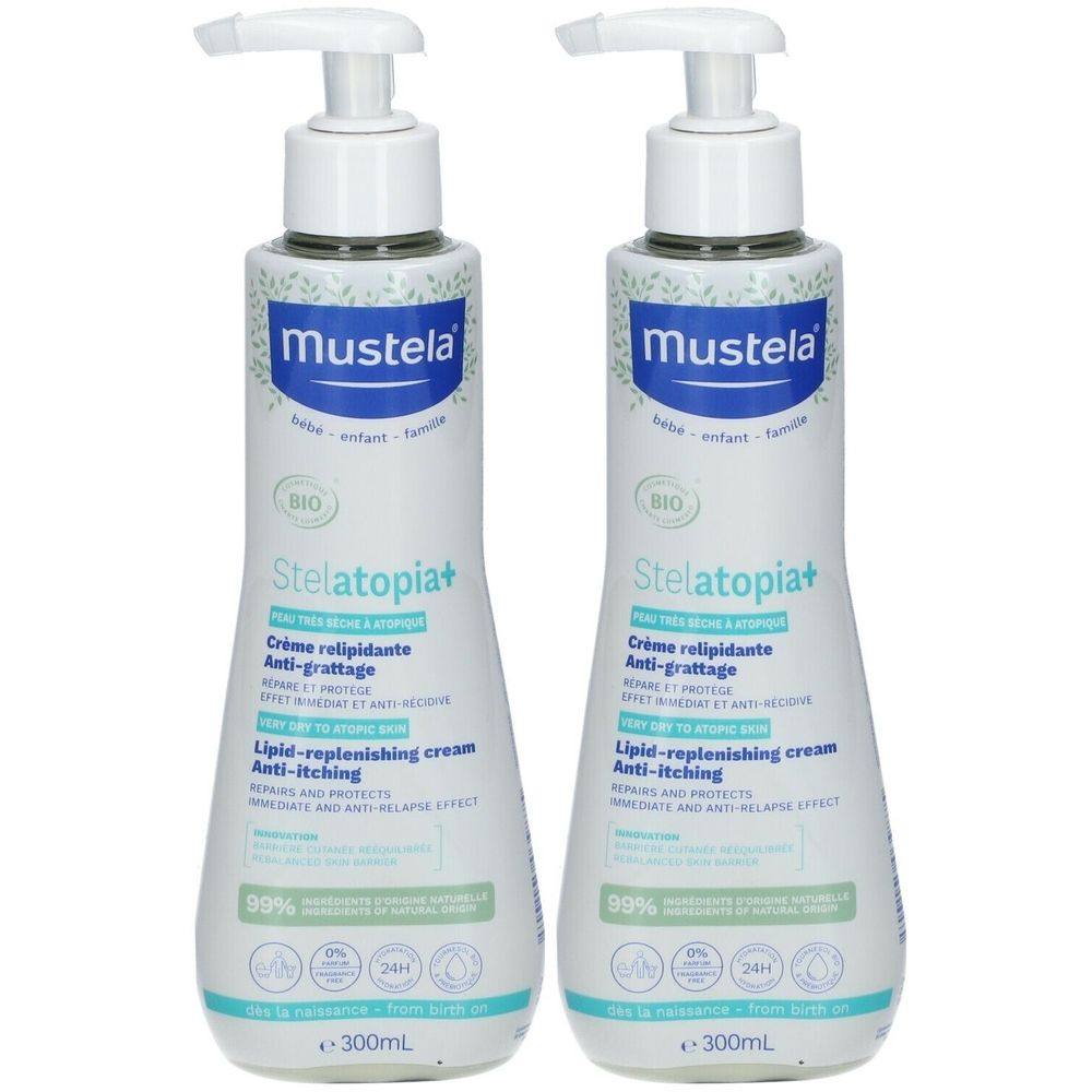 Mustela Stelatopia+ Herstellende Anti-Jeuk Creme Zeer Droge tot Atopische Huid Bio x2 2x300 ml