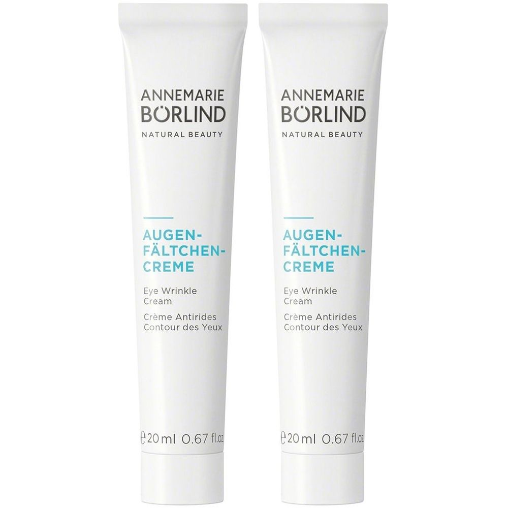 Deux tubes de crème pour les yeux. Inscription: ANNEMARIE BÖRLIND, AUGEN-FÄLTCHEN-CREME, Eye Wrinkle Cream, Crème Antirides.