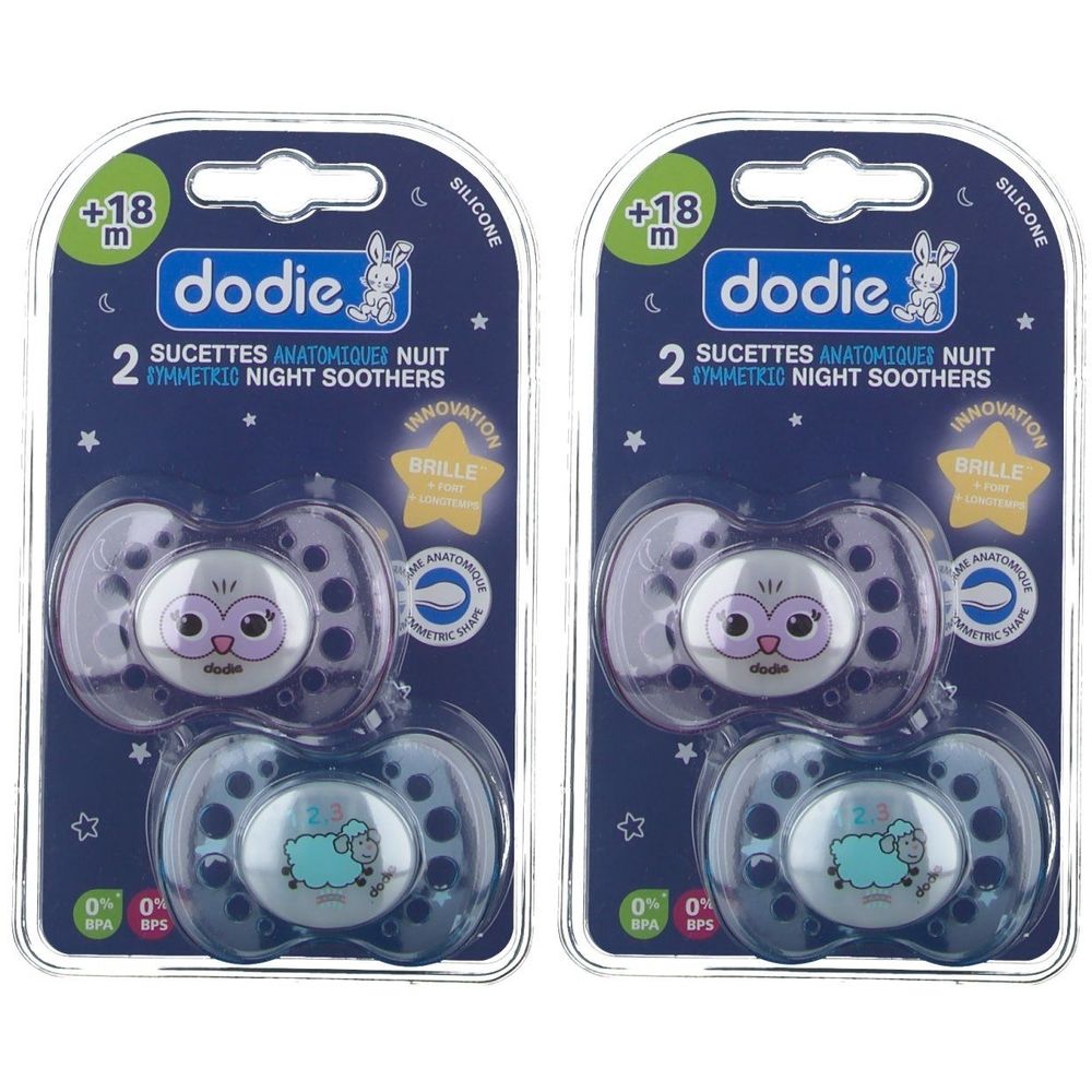 Dodie+Sucette+Anatomique+Nuit+Sucette+anatomique+de+nuit,+teterelle+silicone,+decoree,+N°