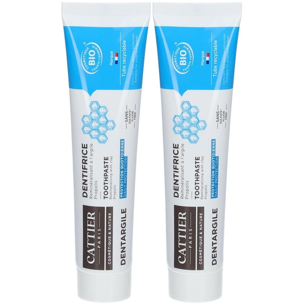 Cattier Dentargile Dentifrice reminéralisant à l'argile Propolis Bio
