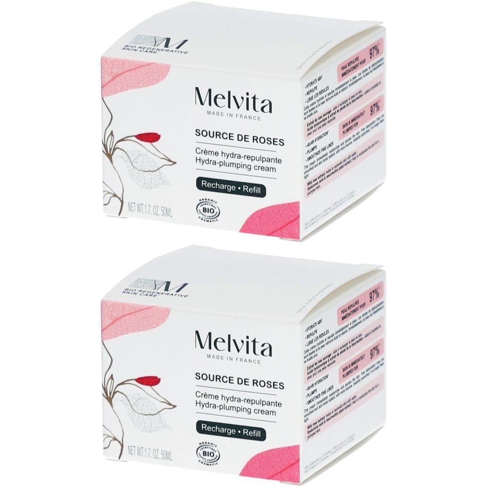 Melvita Source de Roses Creme Hydra-Repulpante Recharge