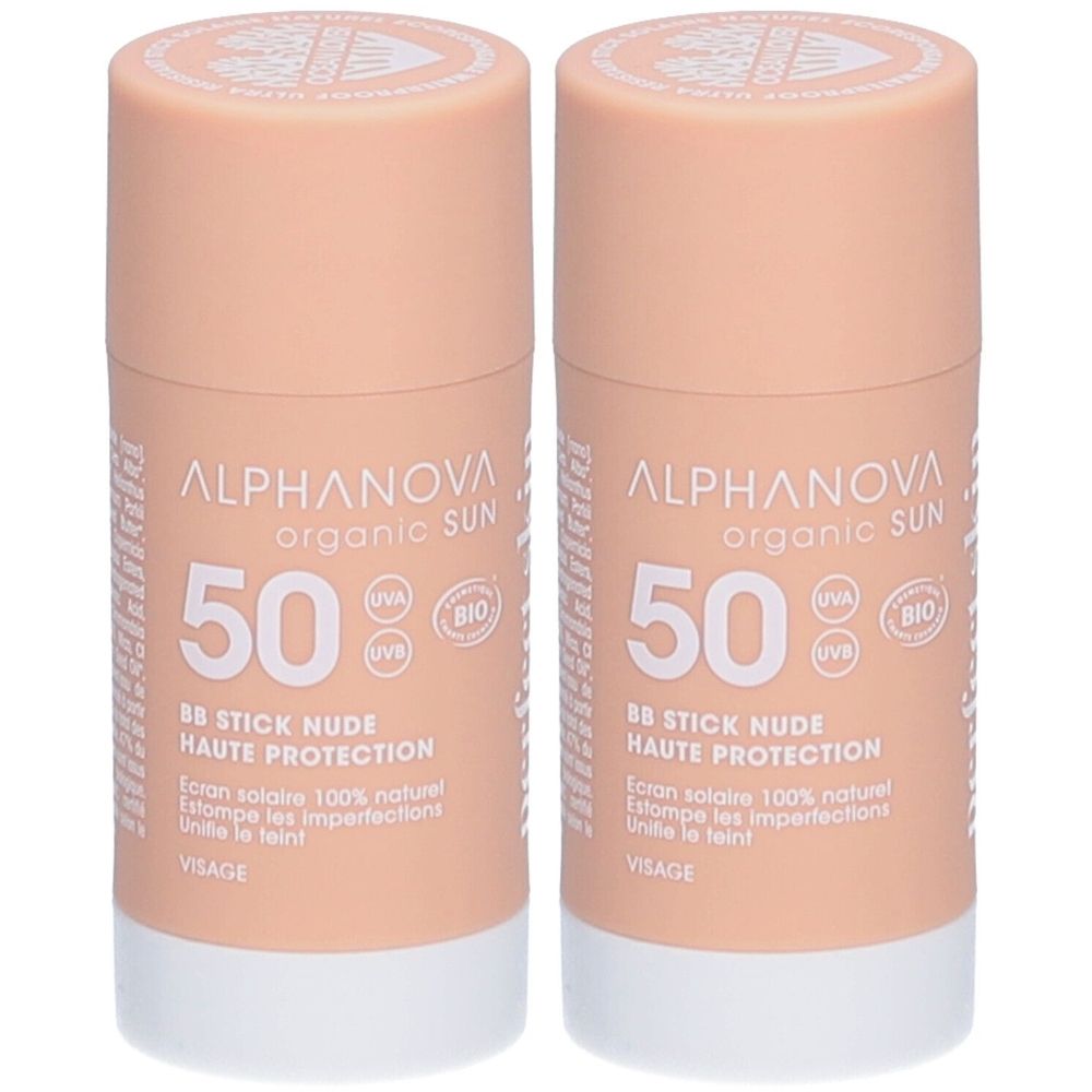 ALPHANOVA Bio-Sonnenschutz BB Stick Nude Haute Protection 2x15 Set