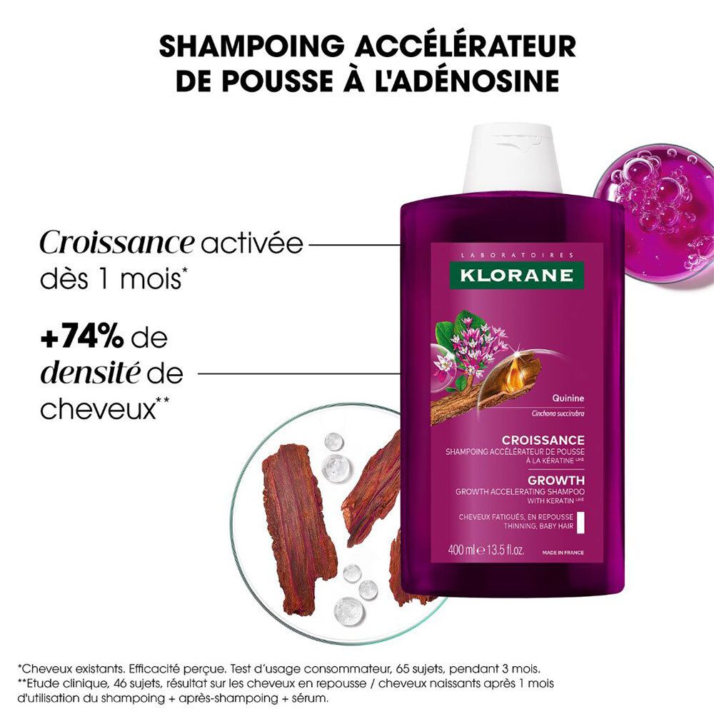 Klorane Croissance Shampoing accélérateur de pousse à l'adénosine