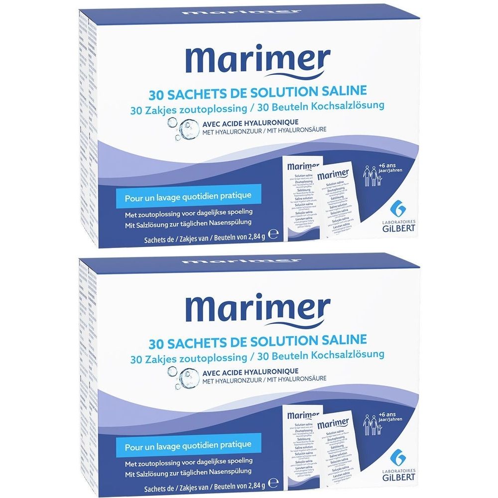 Marimer 30 Sachets de Sels Minéraux Nasal pour Lavage de Nez, Rhinite, Allergie