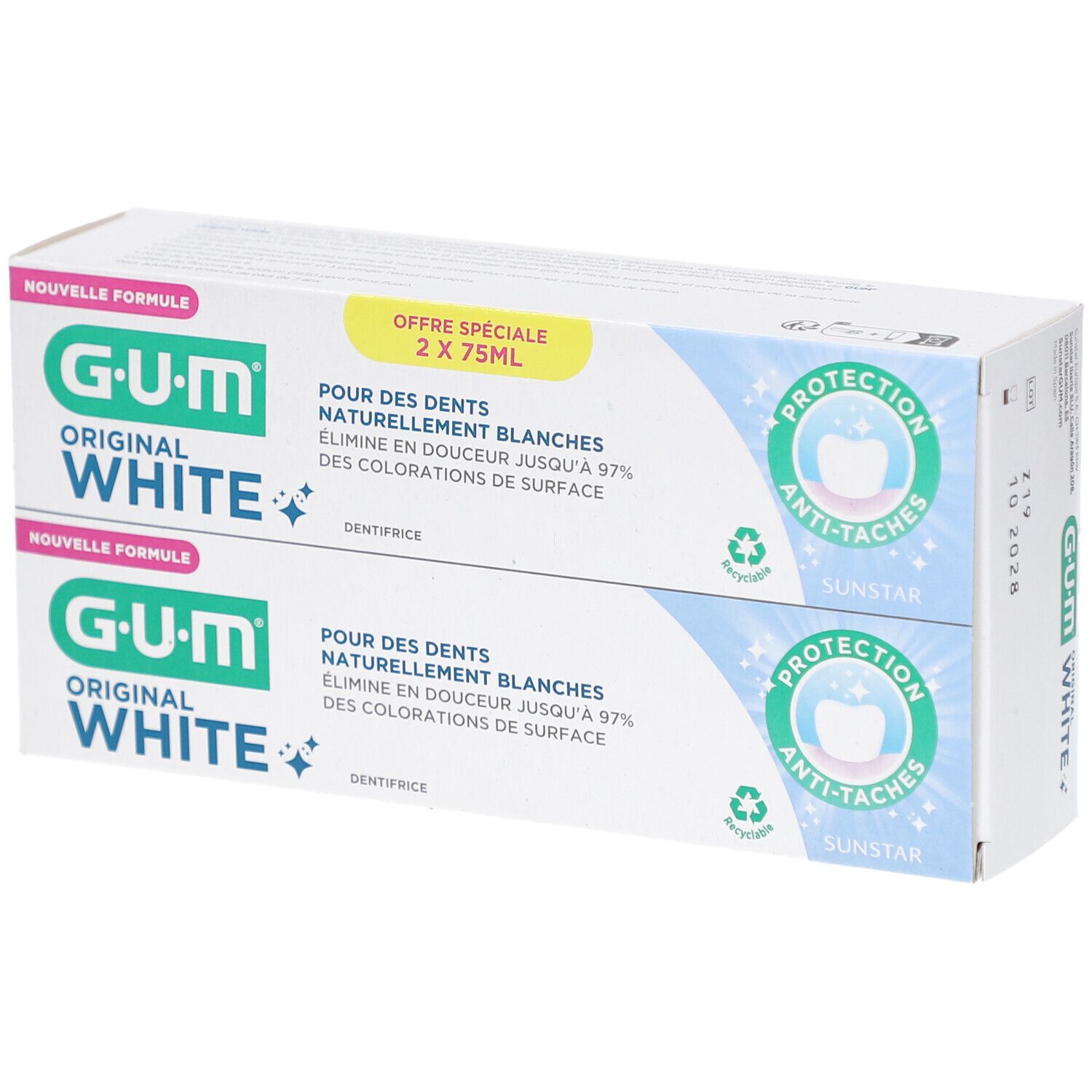GUM Original White Zahnpasta, 2er-Pack à 75 ml