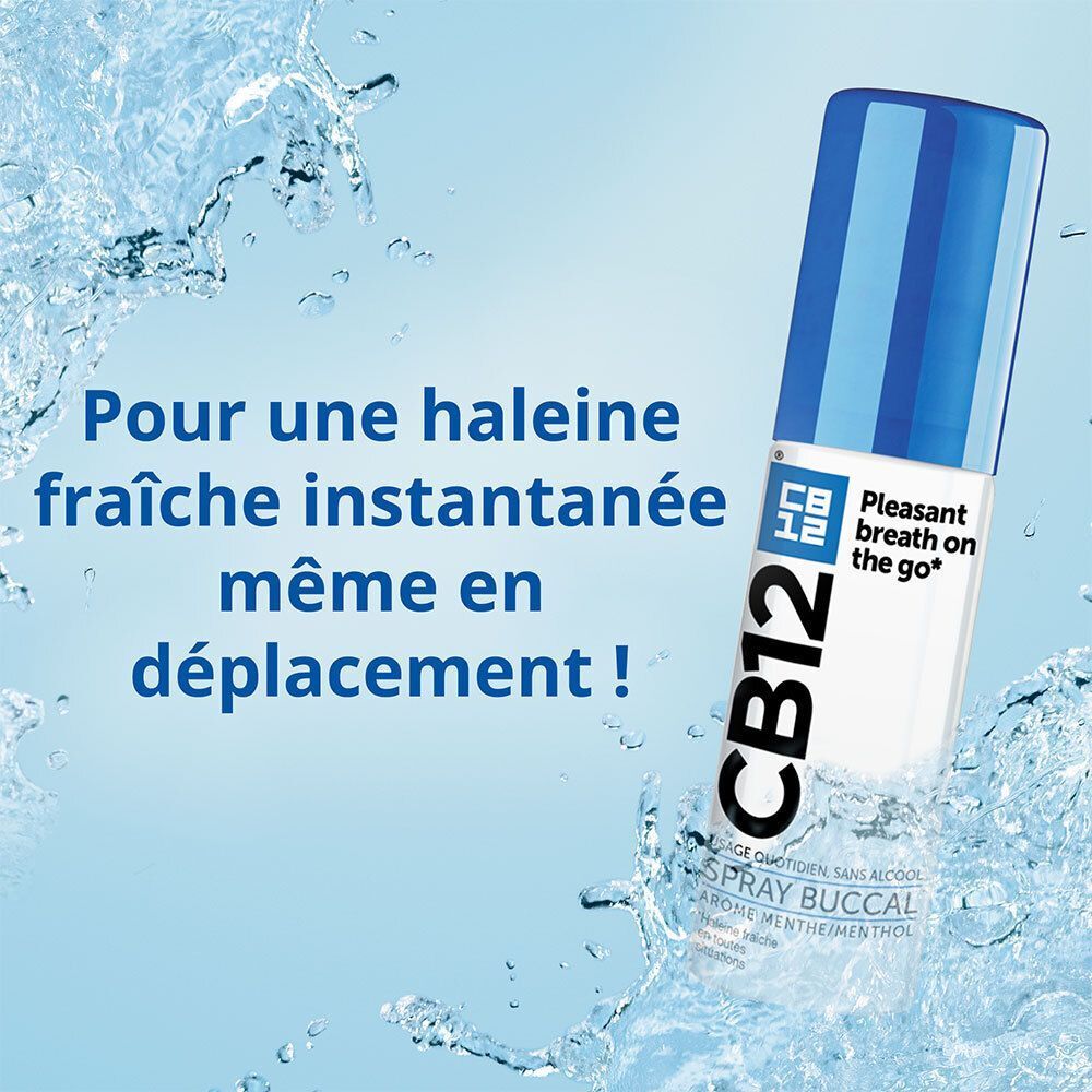 CB12 - Spray Buccal - Haleine Fraîche en toutes situations - Usage quotidien, sans alcool - Arôme menthe - Spray 15ml