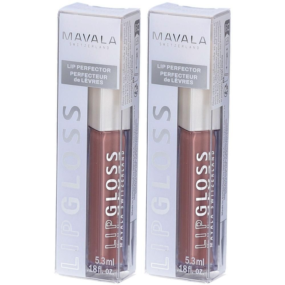 Zwei Mavala Lipgloss Perfectionneur de Lèvres in der Farbe Rosébraun, je 5,3 ml.