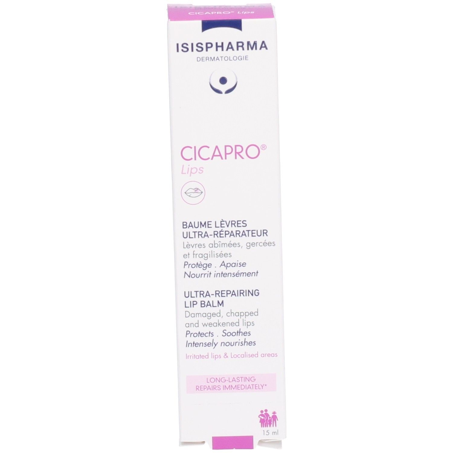 Isispharma CicaPro Lippenbalsam Umverpackung, Vorderseite, 15ml.