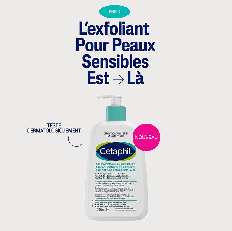 Cetaphil SA Lotion avec pompe, 236ml. Testé dermatologiquement.