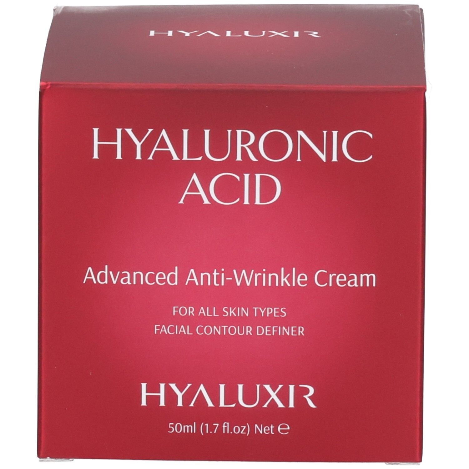 Rote Schachtel mit Hyaluronsäure, Advanced Anti-Wrinkle Cream, 50ml (1.7 fl.oz) Net e, HYALUXIR.