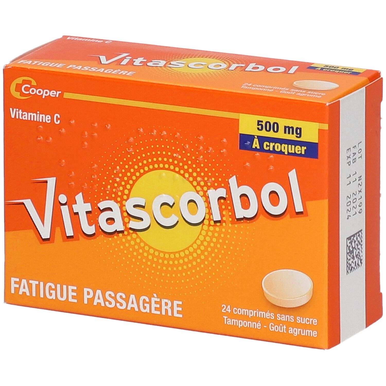 Vitascorbol sans sucre tamponne 500 mg, comprimé à croquer