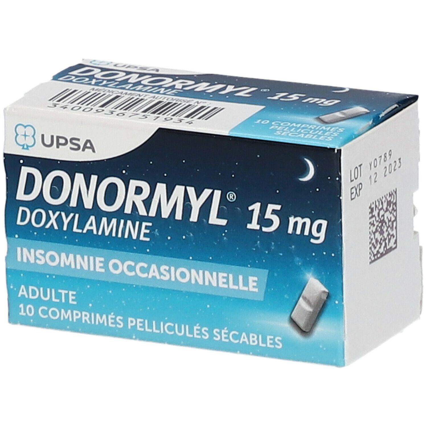 Donormyl 15mg, comprimé pelliculé sécable