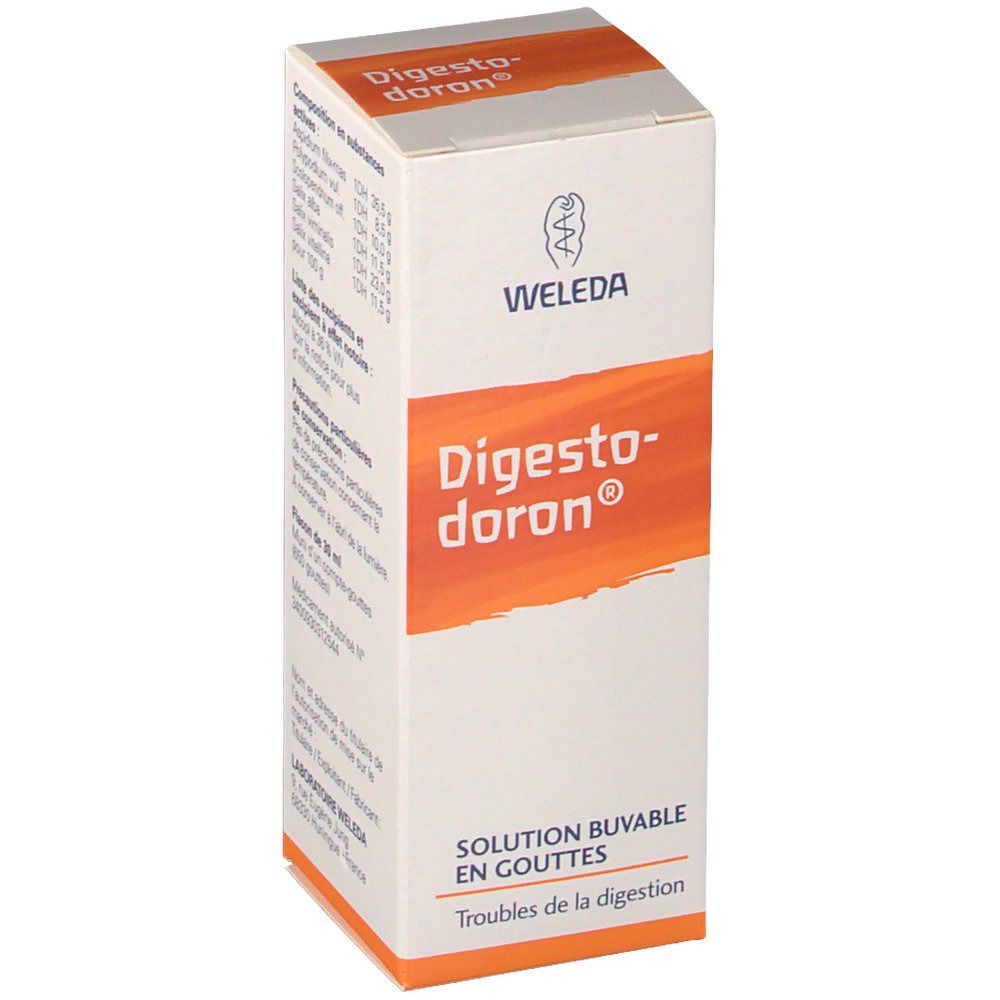 Boîte avec nom du produit et logo de la marque. Bande orange avec nom du produit. Texte en français.