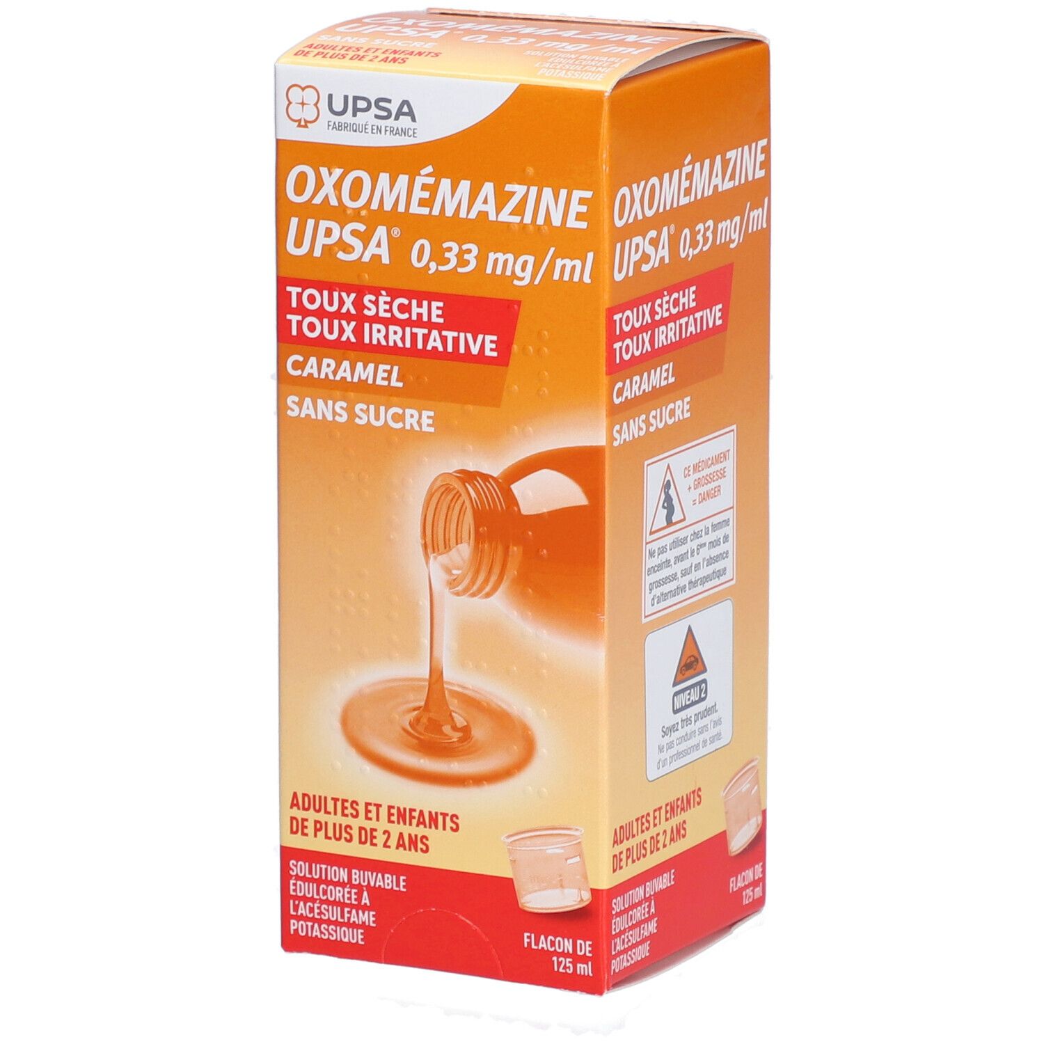 Oxomemazine Upsa 0,33 mg/ml Sans Sucre, solution buvable édulcorée à l'acésulfame potassiq