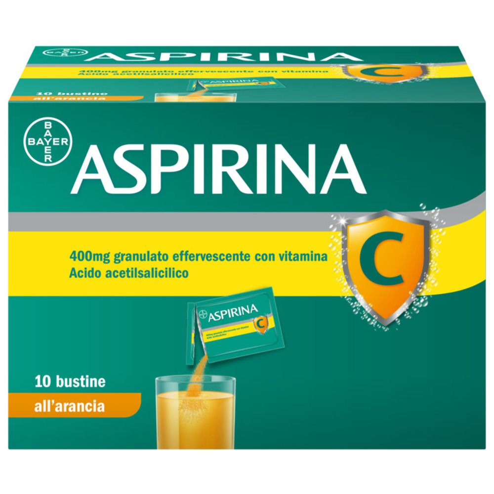 Image of Aspirina C per Raffreddore Febbre e Influenza con Vitamina C Arancia Buste