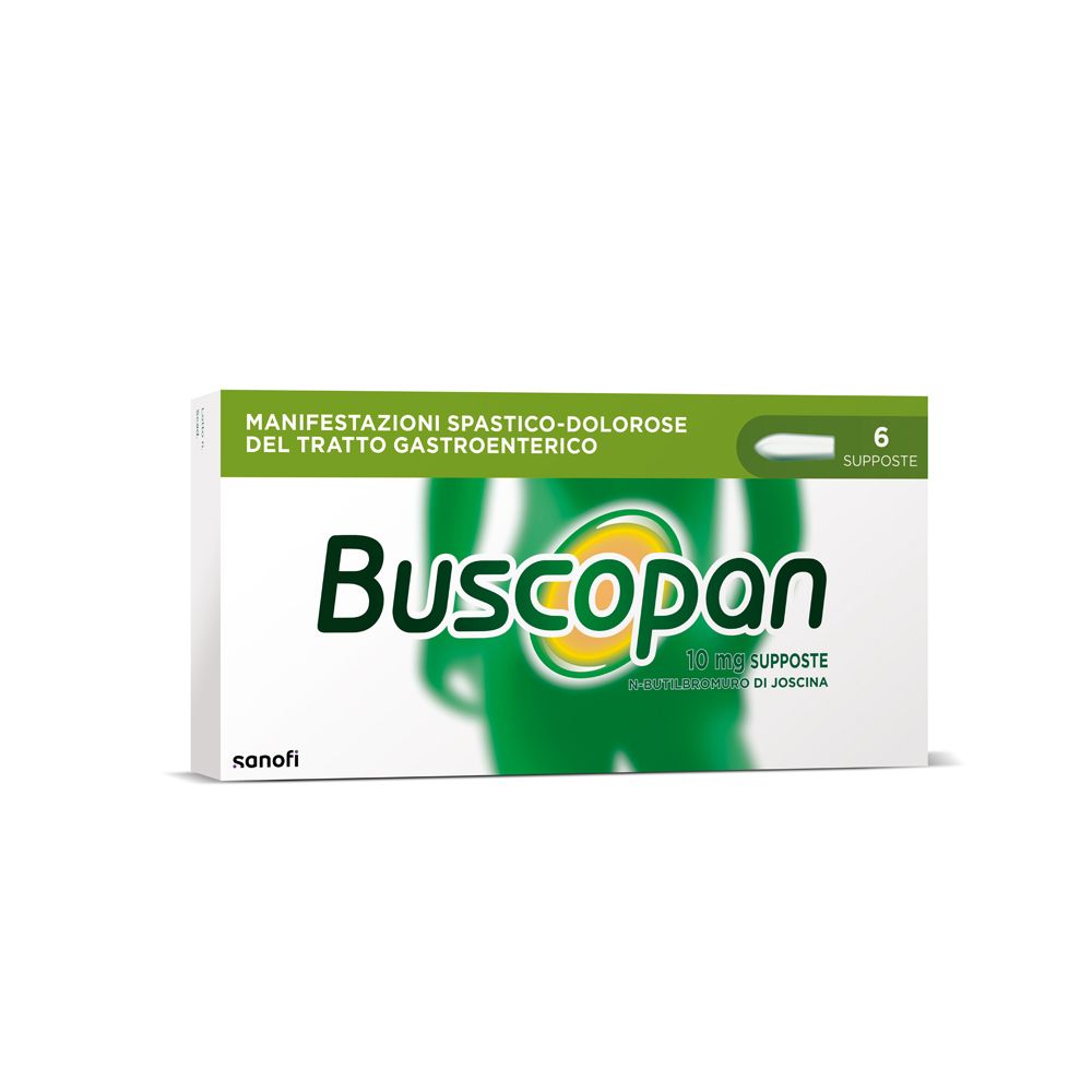 Buscopan Contro Mal di Pancia, Dolori e Crampi Addominali, 6 Supposte